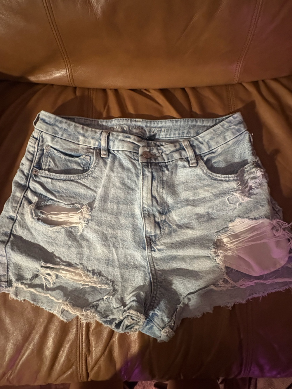 American Eagle Outfitters Light Blue Acid Wash Denim Shorts